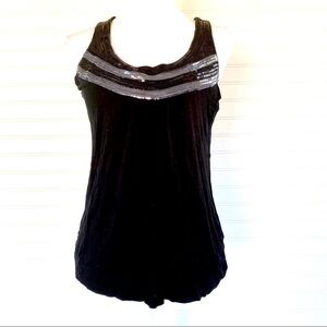 Black sequin trim KISCHE tank top Size Medium